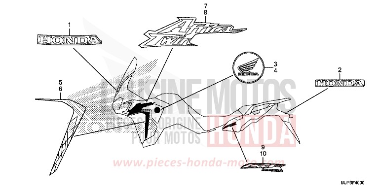 MARKE/EMBLEM (MONOCHROM) von Africa Twin MAT BALLISTIC BLACK METALLIC (NHA86) von 2016